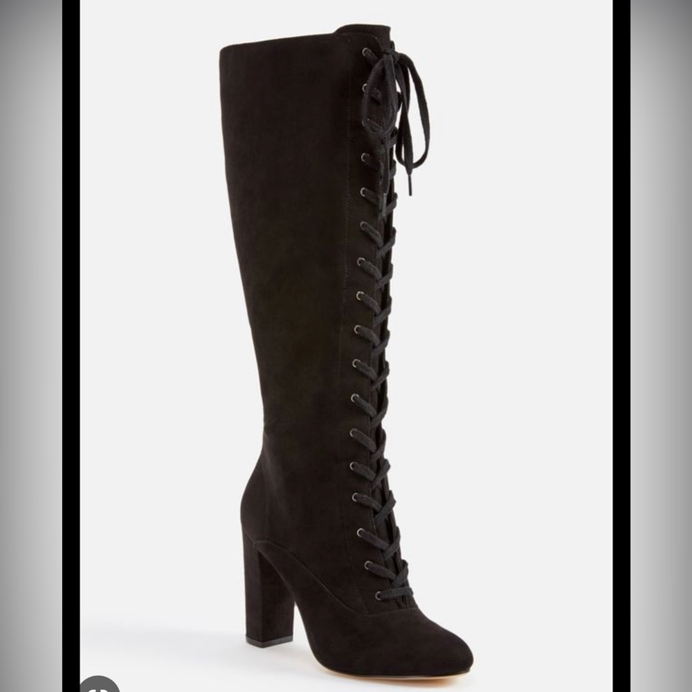 Thigh high, lace up boots